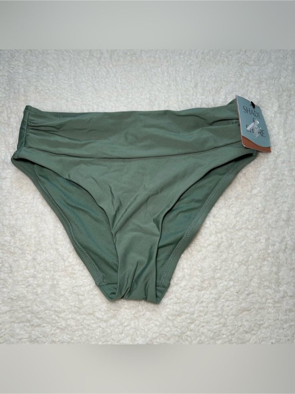 Shade & Shore Mid Rise Bikini Bottoms XS Sage Green Medium Coverage New